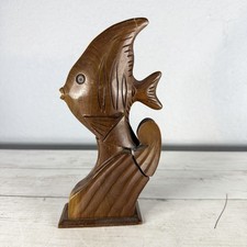 Rare Vintage 1940s Handcarved Hawaii Milo Wood Fish Hidden Perfume Bottle - Flaw picture