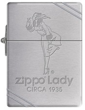 Zippo Windy Girl Lady Circa 1935 Replica Lighter w/ Slashes Windproof RARE picture