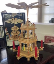 Vtg Christmas Around the World Folk Art Chrismas Carousel/Windmill/Candles 17 IN picture