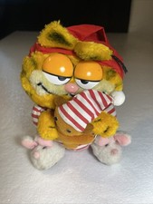 VINTAGE 1978,81 DAKIN GARFIELD PLUSH TOY - PAJAMAS W/ BUNNY SLIPPERS - 9 IN. picture