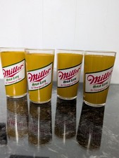Vtg 70s Miller High Life Beer Drinking Glasses Tumblers Barware 16 oz Lot of 4 picture