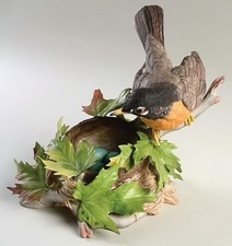 1977 EDWARD MARSHALL BOEHM PORCELAIN FIGURINE 400-65 ROBIN BIRD ON NEST 263/350 picture