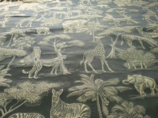 Vintage Jacquard Safari Animals Lush Palms Black/Greys/ Beiges High End BTY  3D picture