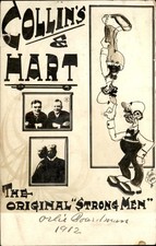 Vaudeville Act Strongmen Duo COLLINS & HART Winnipeg Postmark c1912 RPPC bhn picture