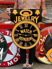 Vintage Style Metal Sign Jewelry Watch Repair NOT Porcelain 22x16 Made USA picture