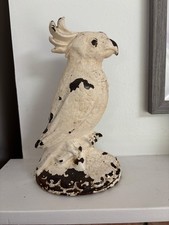 Antique c1920s Cast Iron Cockatoo Parrot Bird Doorstop 9” Original Paint Marked picture