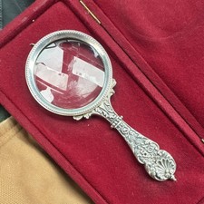 SOLID SILVER ANTQIUE Hand Mirror w/ Floral Design - Collectible & Rare (HEAVY) picture