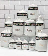 Antique Lot 24 Czech Epiag Spice Storage Apothocary Canister Set Floral MCM picture