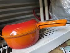 Vintage Le Creuset No 22 2-in-1 Enameled Cast Iron Saucepan & Skillet Lid Flame picture