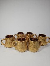 VTG 1960s Dixon Art Studios 22kt Weeping Gold Cup Set Of 6 picture