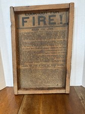 Antique New York State Fire Laws On Canvas In Rough Wood Frame Circa 1903 picture