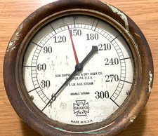 US GAUGE CO. Sun Shipbuilding & Dry Dock Co. 175 LB. AUX STEAM DBL SPRING Gauge picture