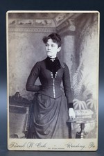 Antique c1880s Cabinet Card Sophisticated Woman Fashion Frank W Cole Reading PA picture