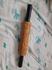Vintage Wood Embossed Springerle Rolling Pin 15.5