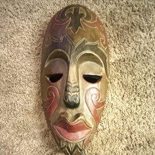 African Handmade Hand Carved Painted Wooden Mask picture