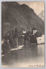 Postcard Chateau de Chillon on Lake Geneva Switzerland, Castle, Shoreline   Q-1 picture