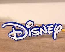 Disney 3D printed logo fan art sign wall shelf display desk blue white picture