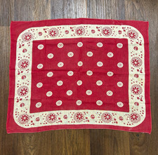 Antique Vintage 1800s Early 1900s Turkey Red Floral Block Print Cotton Bandana picture