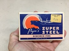 VINTAGE PRYM'S SUPER STEEL DRESS MAKER  SONOMOR PINS EMPTY BOX MOOSE HEAD  picture