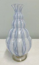 RARE Unusually Formed Authentic MURANO Blue White ZANFIRICO Glaas Vase picture