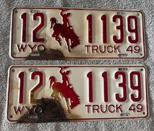 Vintage Wyoming 1949 Truck Plates picture