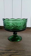 Vintage Green Candy Dish Glass E O Brody Company rare Compote picture
