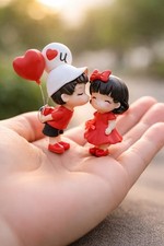 Cute Romantic Couple Car Dashboard Figurine Decoration Boy Kissing Girl Heart picture