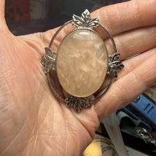 Vintage Cameo Brooch Pin rose quartz silver tone  picture