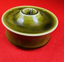 Vtg Secla Portugal Olive Green Ceramic Candle Holder Stick MCM P2395 picture