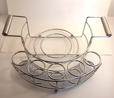 Vtg. Mid Century Modern Chrome Hostess Plate and Silverware Caddy for Buffets picture