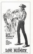 Lee Riders Cowboy Western Wear Denim Jeans 1968 Mag Print Ad picture