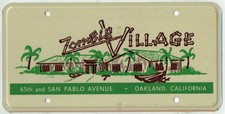 RARE Zombie Village Oakland California Vintage Hawaii Tiki Bar License Plate picture