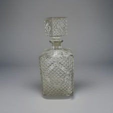 Diamond Pattern Glass Whisky Decanter, 1960s JW Whisky picture