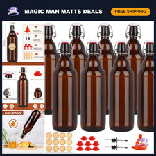 32oz Amber Swing Top Glass Bottles - 8 Pack, Ideal for Brewing & Storage picture
