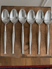 Vintage 6pc MCM 60s 70s Sophistication SRI Stainless Steel Japan Table Spoons picture