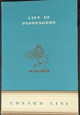 **VINTAGE 1951 CUNARD LINE R.M.S.  QUEEN ELIZABETH LIST OF PASSENGERS* picture