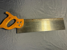 Vintage Miter Backsaw Tenon Hand Saw Steel Spine Wooden Handle Unbranded picture
