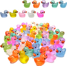 100 Pcs Luminous Mini Resin Ducks Tiny Glow in the Dark Duck Micro picture