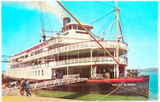 Delta Queen Mississippi River Postcard Vintage Chrome Steamer Boat Travel People picture