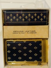 VTG BREVETTATO Italian Genuine Leather Lipstick Holder w/ Mirror & Address Book picture