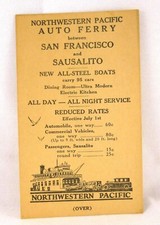 Auto Ferry schedule, San Francisco and Sausalito Vintage picture