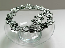 Glass Candy Trinket Vanity Bowl With Pretty Rose Metal Lid picture