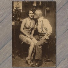 POSTCARD Tattooed Flapper Beauty Elder Suitor Whisper Cabaret Glamour picture