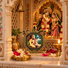 Vintage Srila Prabhupada Decorative Rhinestone Photo Frame ISKCON Display 4x4 picture