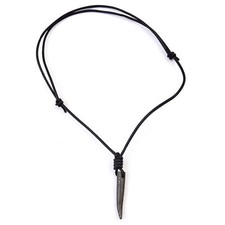 Hidden Power Damascus Steel Pendant Necklace with Adjustable Leather Cord picture