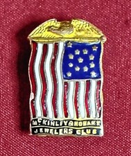 1896 McKinley-Hobart Exonumia Trade-Club Campaign Badge Lapel Stud Enameled Orig picture