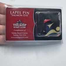 Tulalip Resort Casino Salmon Eye Lapel Pin Enamel Washington New in Package picture
