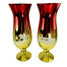 Set 2 MGM Grand Hollywood Theater Mirrored u Pink Goblet Glass Red Gold Collecti picture