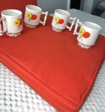 vintage 1960s–1970s mid-century modern set of 4 ceramic picture