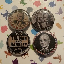 Harry S. Truman & Franklin D. Roosevelt Political Campaign Buttons Lot 4 Repo picture